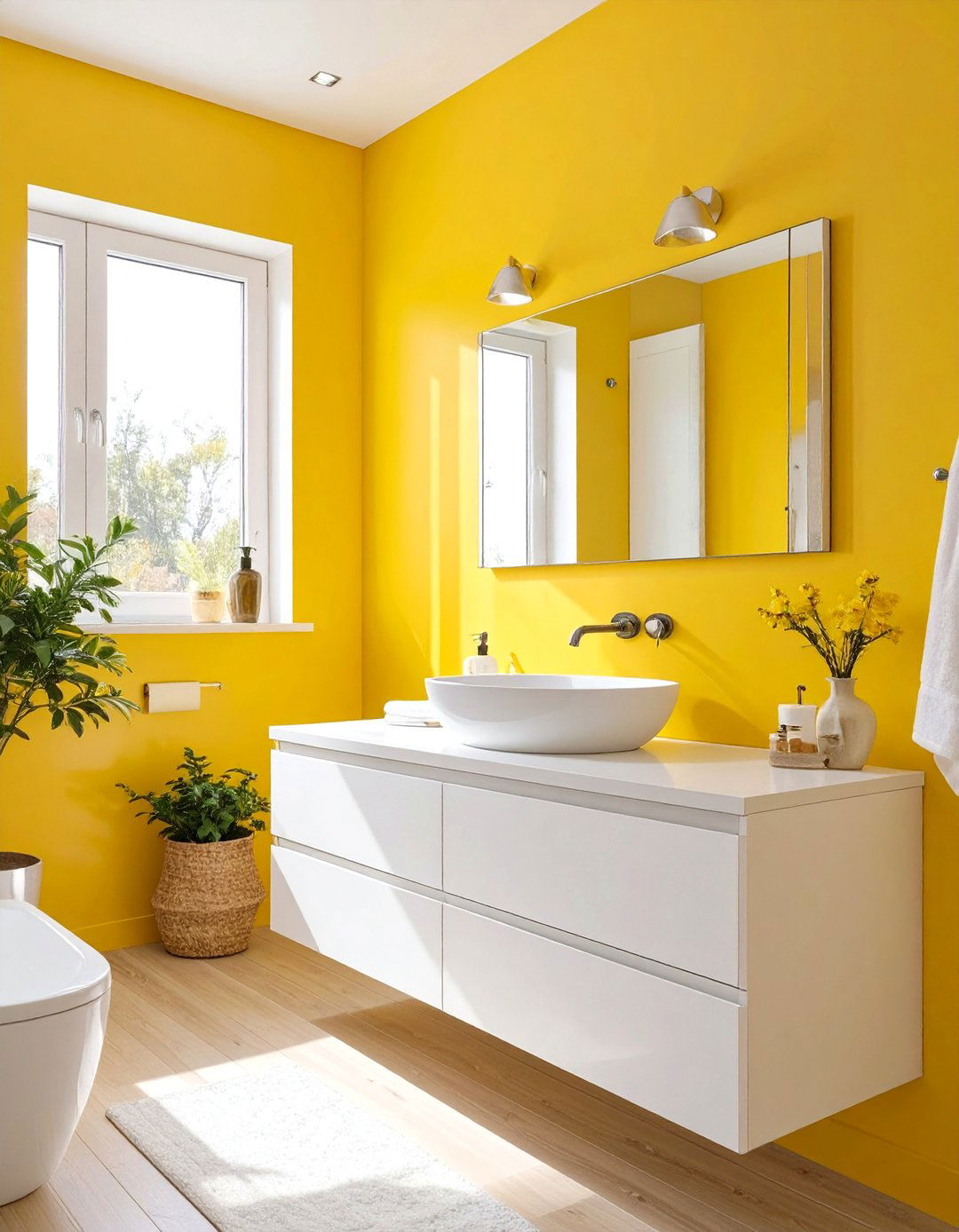 Cheerful Yellow Bathroom Walls - 30 bathroom painting ideas photos