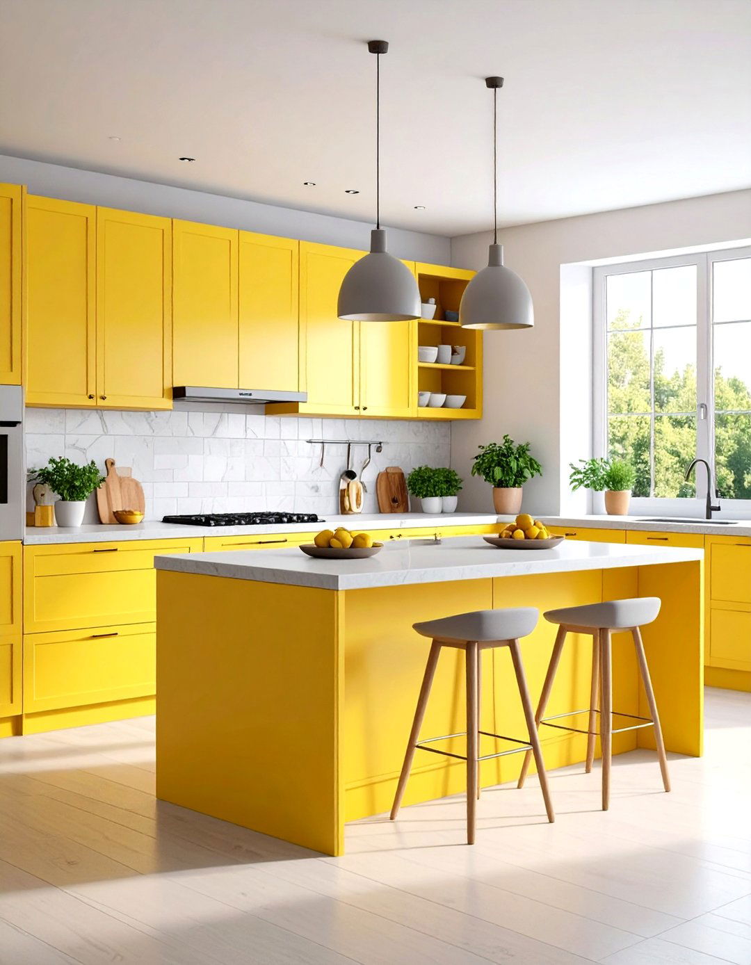 Cheerful Yellow Kitchen Accent - 30 kitchen painting ideas