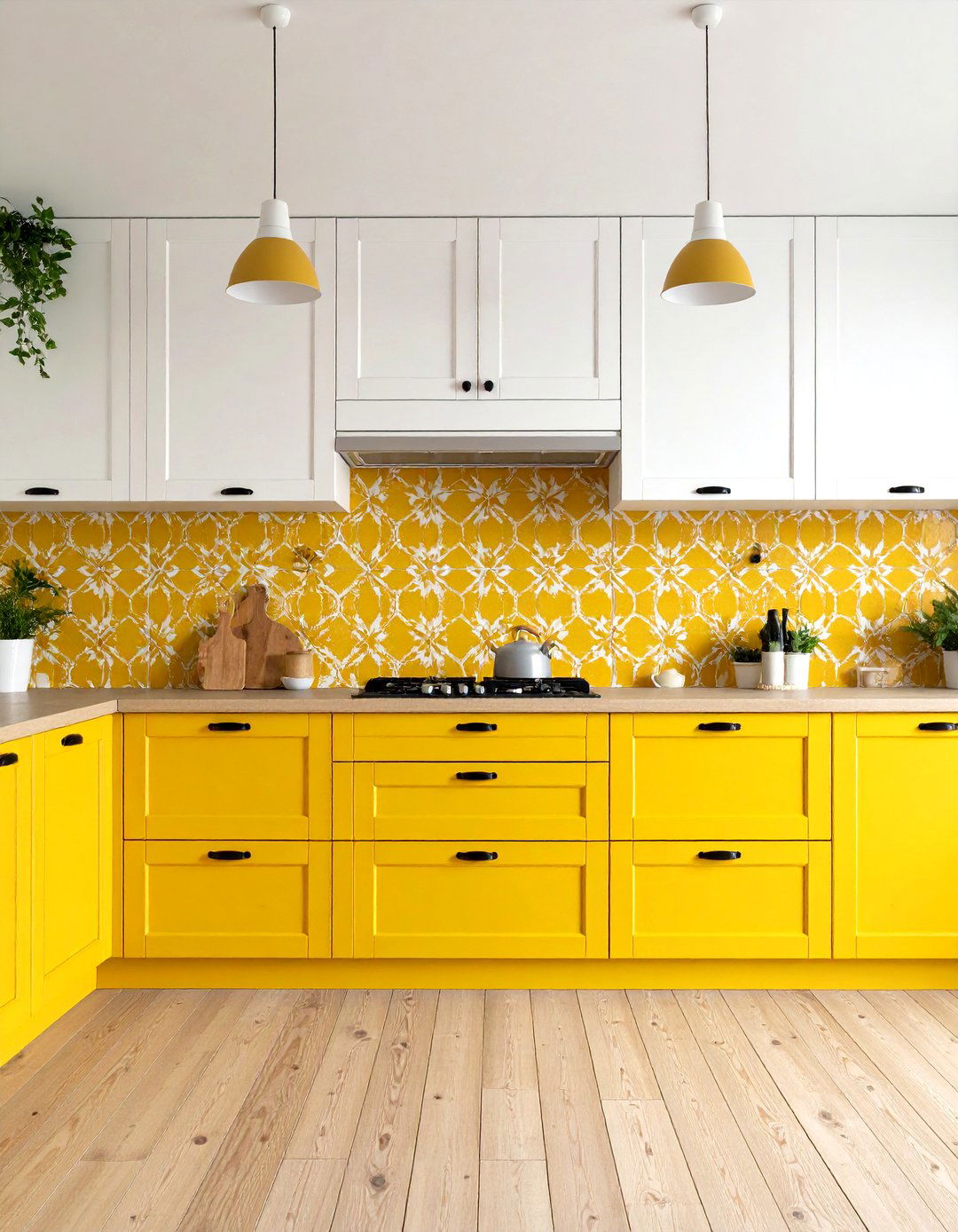 Cheerful Yellow Patterned Kitchen Tiles - 30 kitchen wall tile ideas