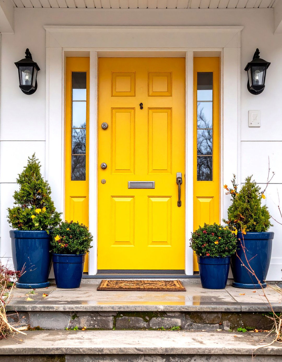 Cheerful Yellow Statement Front Door - 30 entryway front door ideas