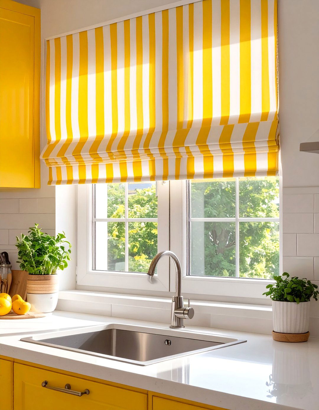 Cheerful Yellow Window Treatments - 30 yellow kitchen ideas