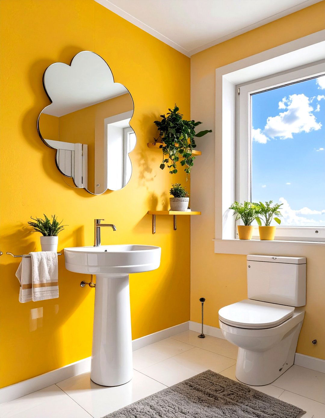 Cheerful and Bright Half Bathroom - 30 half bathroom remodel ideas