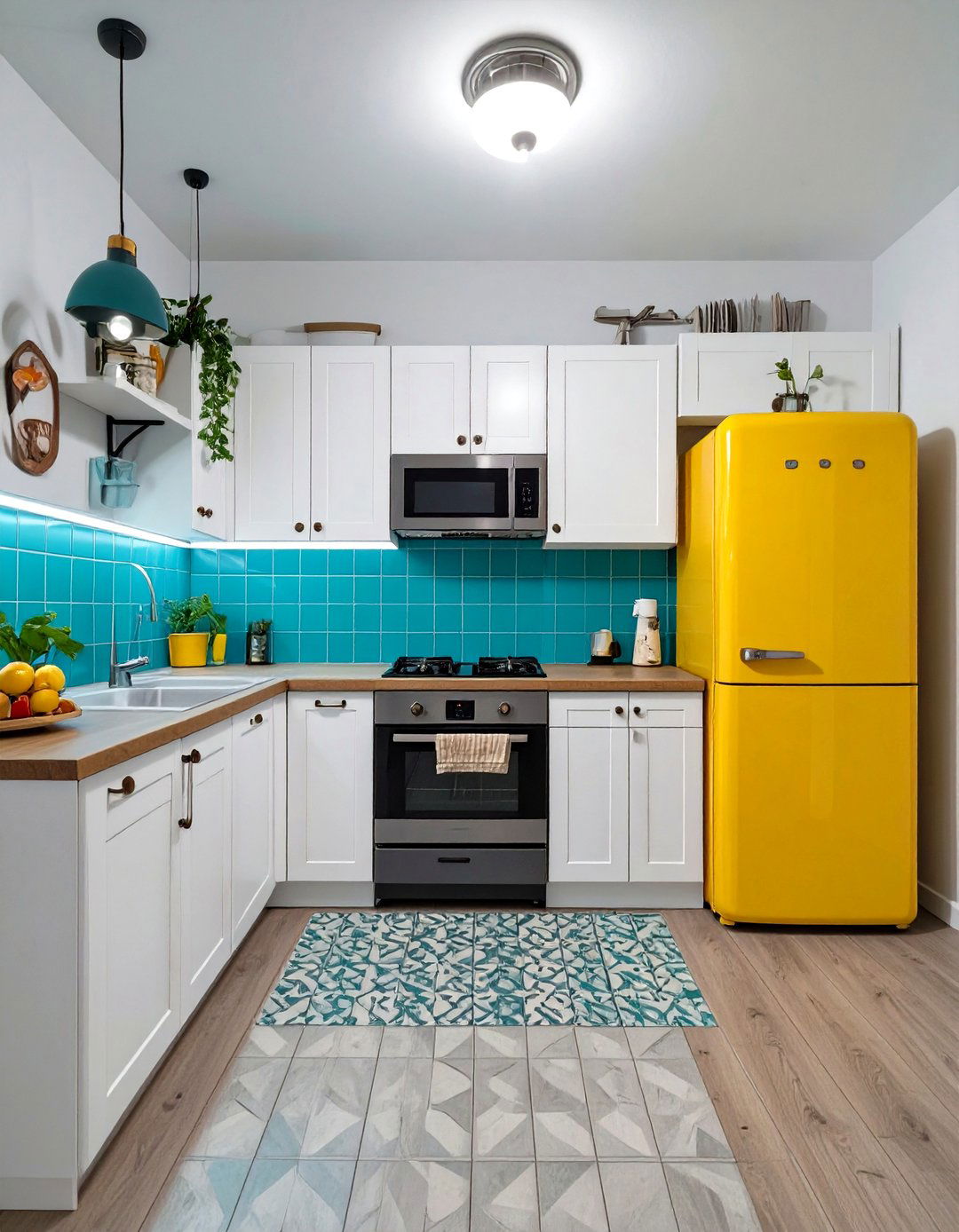Cheerful and Colorful Basement Kitchenette - 30 basement kitchenette ideas
