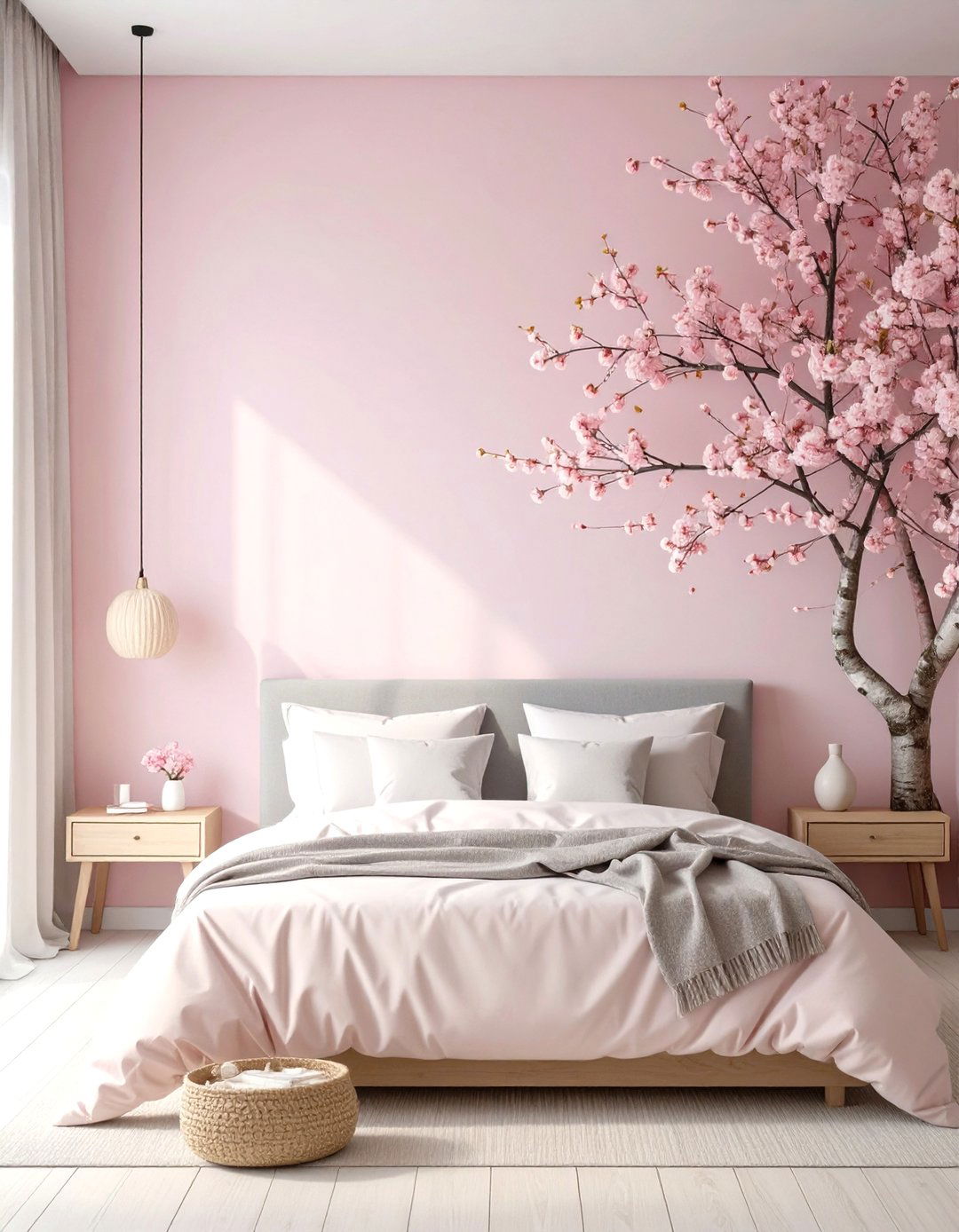 Cherry Blossom Pink to White Bedroom - 30 gradation in interior design ideas