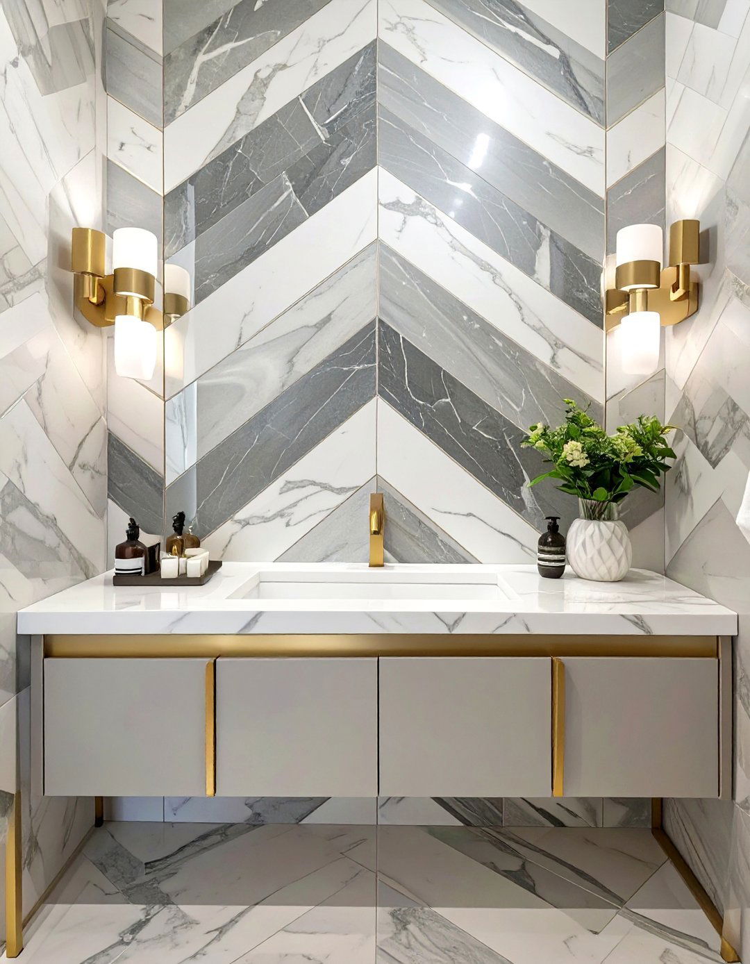 Chevron Bathroom Accent Wall Tiles - 30 bathroom tiles design images ideas