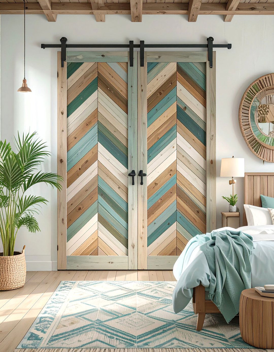 Chevron Pattern Barn Door - 30 barn door closet ideas