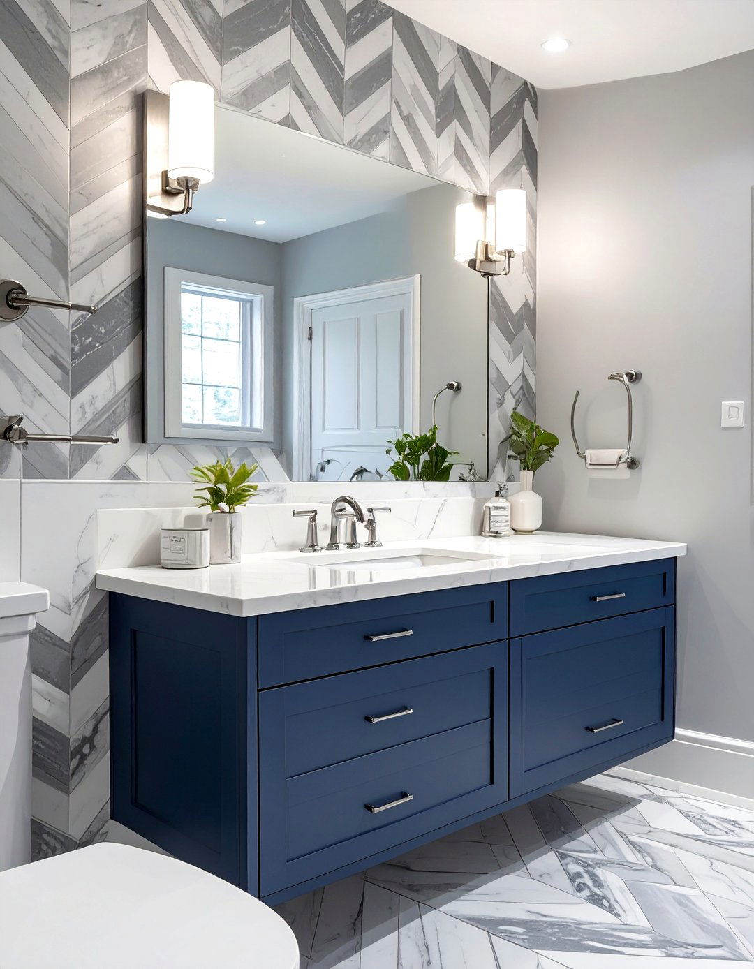 Chevron Pattern Bathroom Backsplash - 30 bathroom backsplash ideas