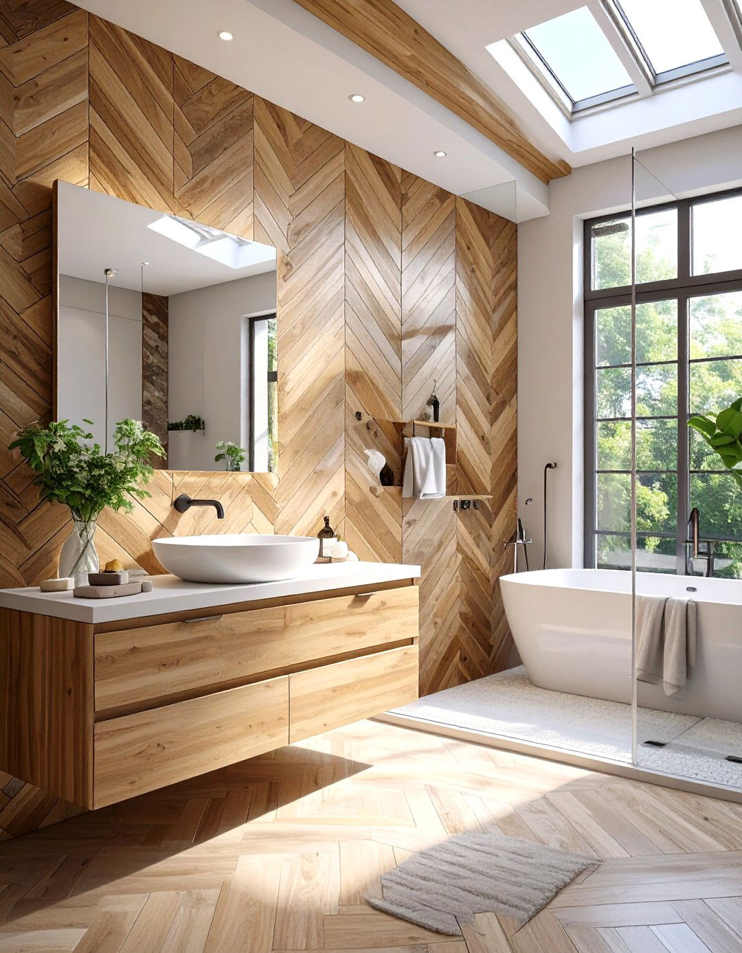 Chevron Pattern Bathroom Wall Panels - 30 bathroom wall panels ideas