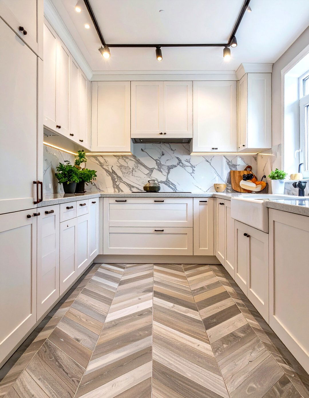 Chevron Pattern Kitchen Floor Tile - 30 small kitchen floor tile ideas
