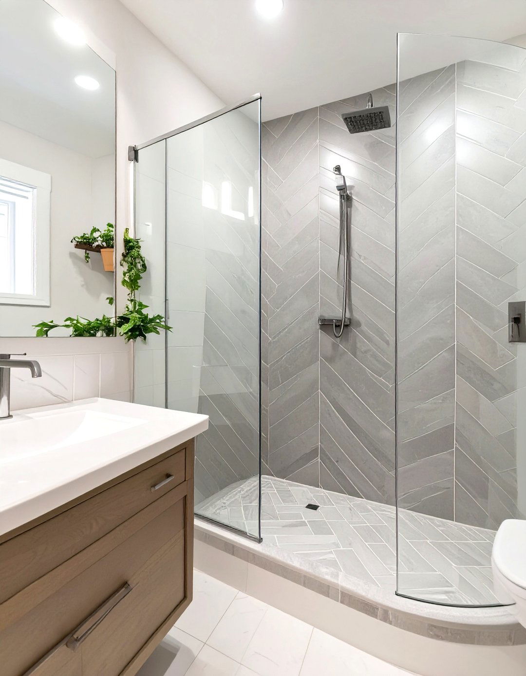 Chevron Pattern Shower Tiles - 30 shower tile ideas 2025