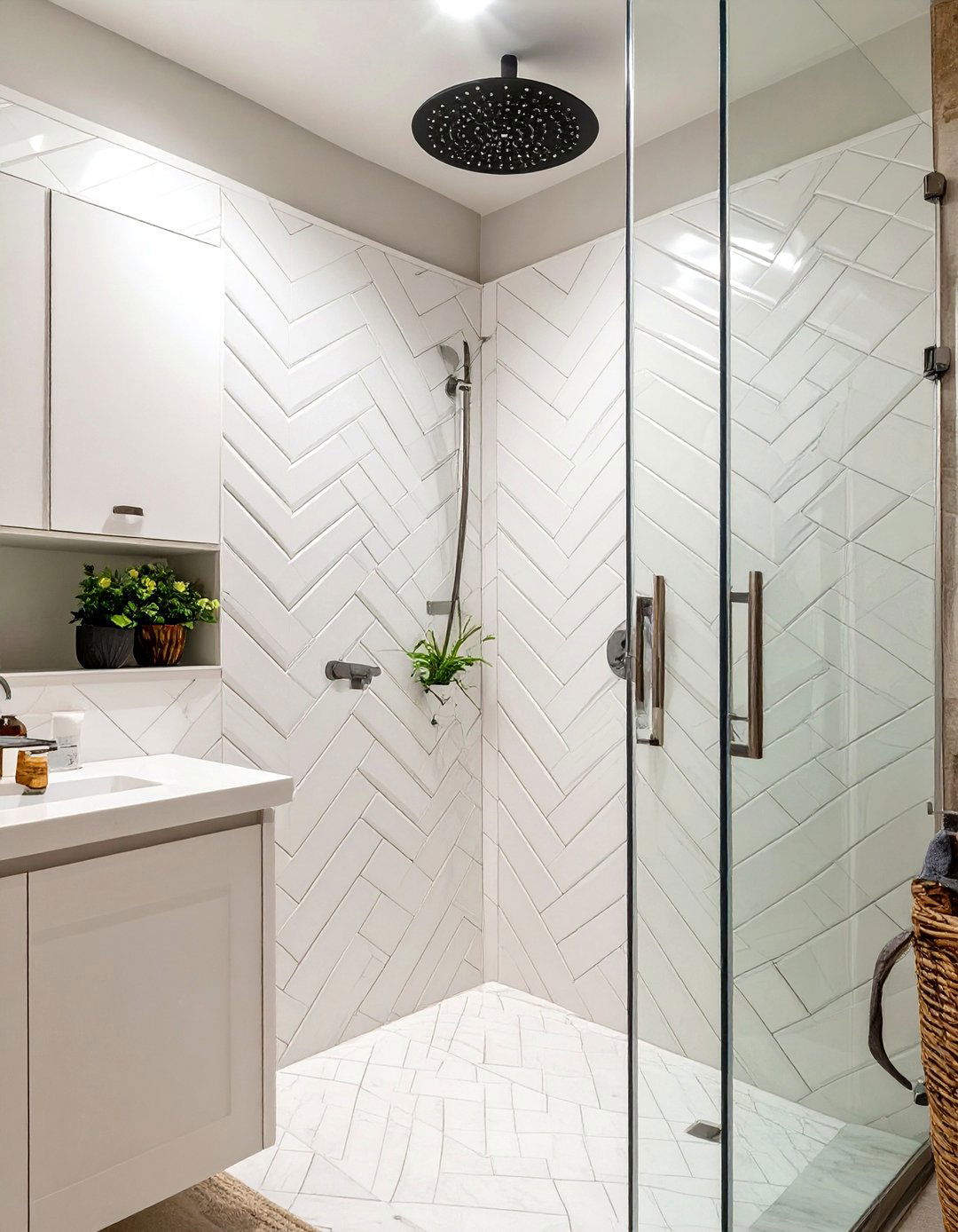 Chevron Pattern Shower Tiles - 30 shower bathroom tile ideas