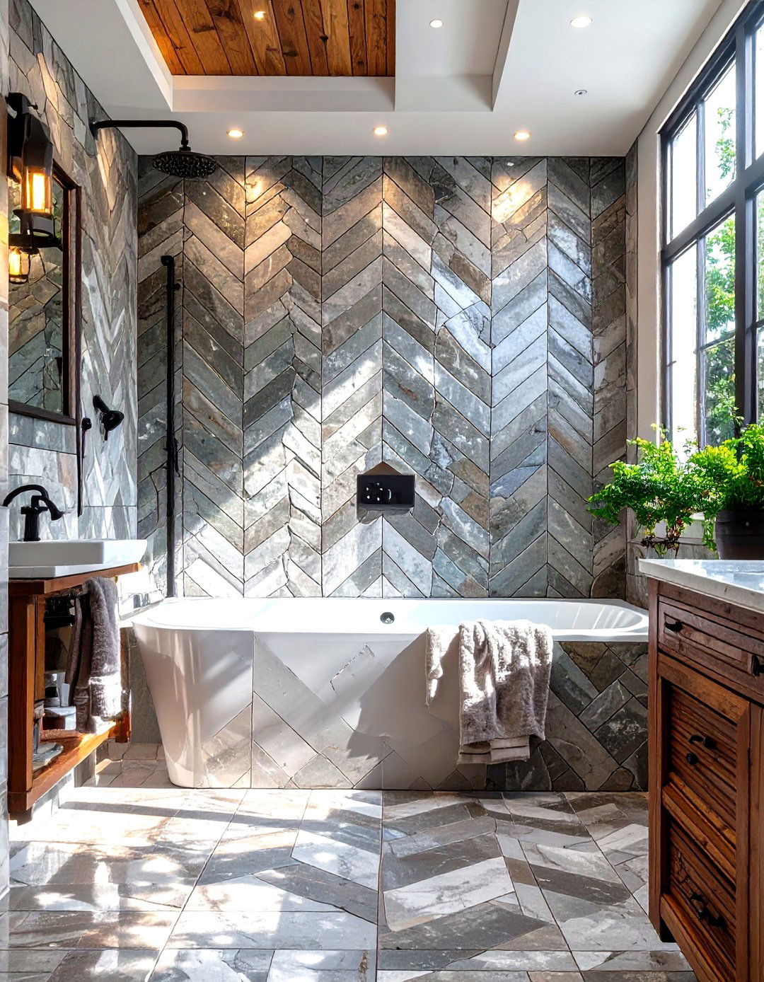 Chevron Pattern Shower Wall Tile - 30 shower wall tile ideas