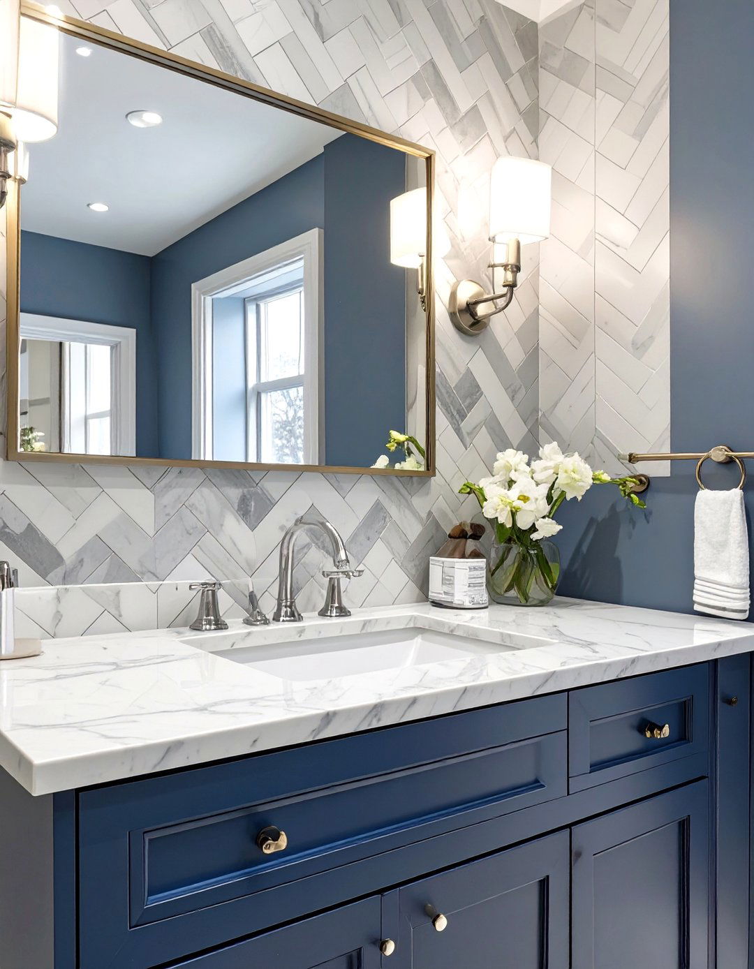 Chevron Pattern Tile Bathroom Backsplash - 30 bathroom vanity backsplash ideas