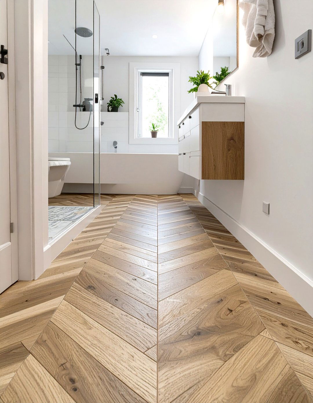 Chevron Pattern Tile Flooring - 30 small bathroom bathroom flooring ideas