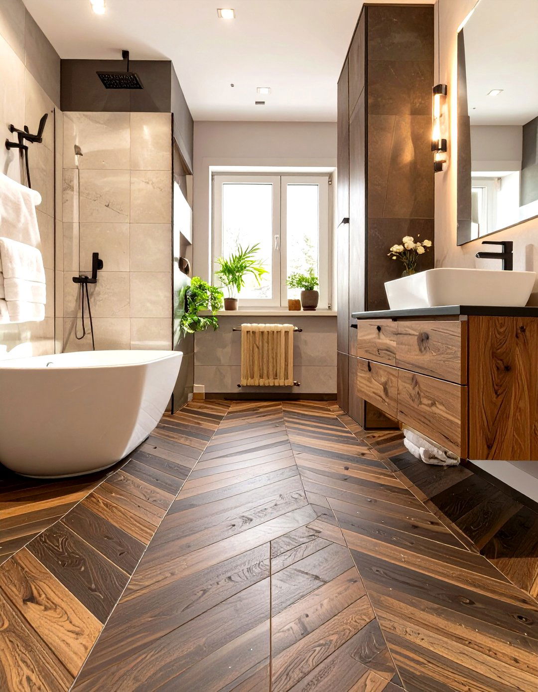Chevron Pattern Tiles - 30 washroom and bathroom tiles design ideas