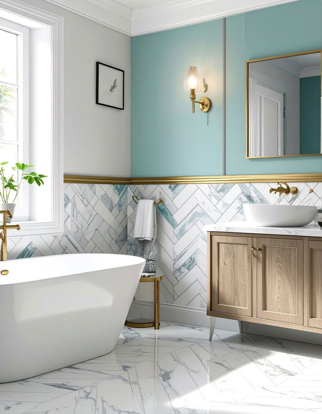 Chevron Tile Bathroom Wainscoting - 30 bathroom wainscoting ideas
