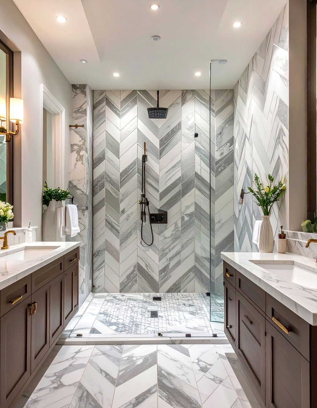 Chevron Tile Pattern Small Shower - 30 small shower ideas