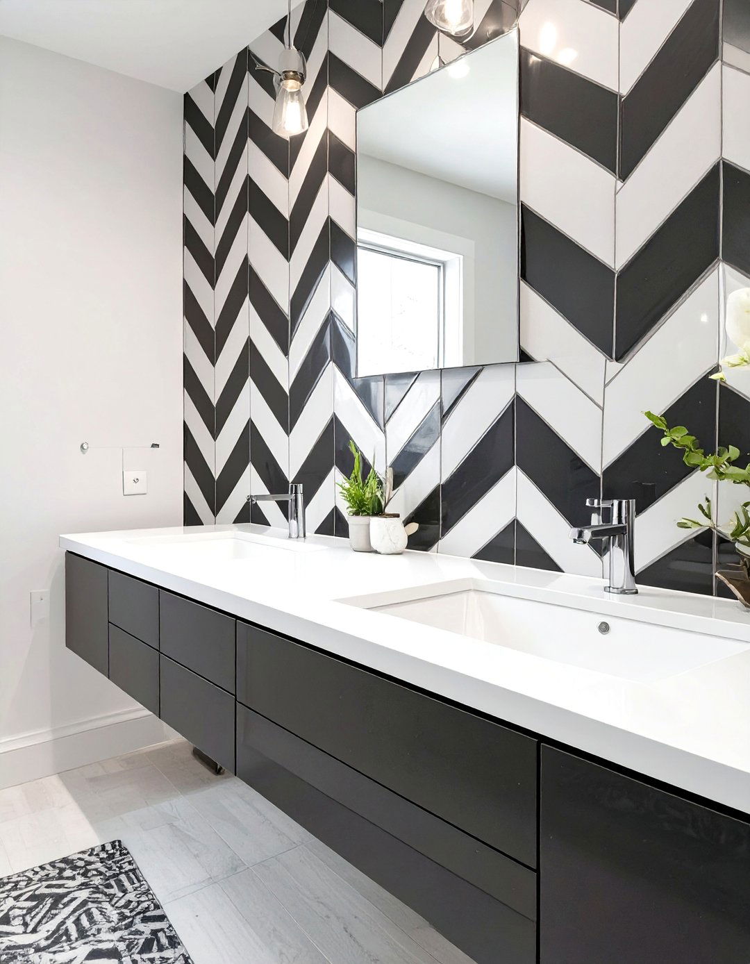 Chevron Tile Vanity Backsplash - 30 vanity backsplash ideas