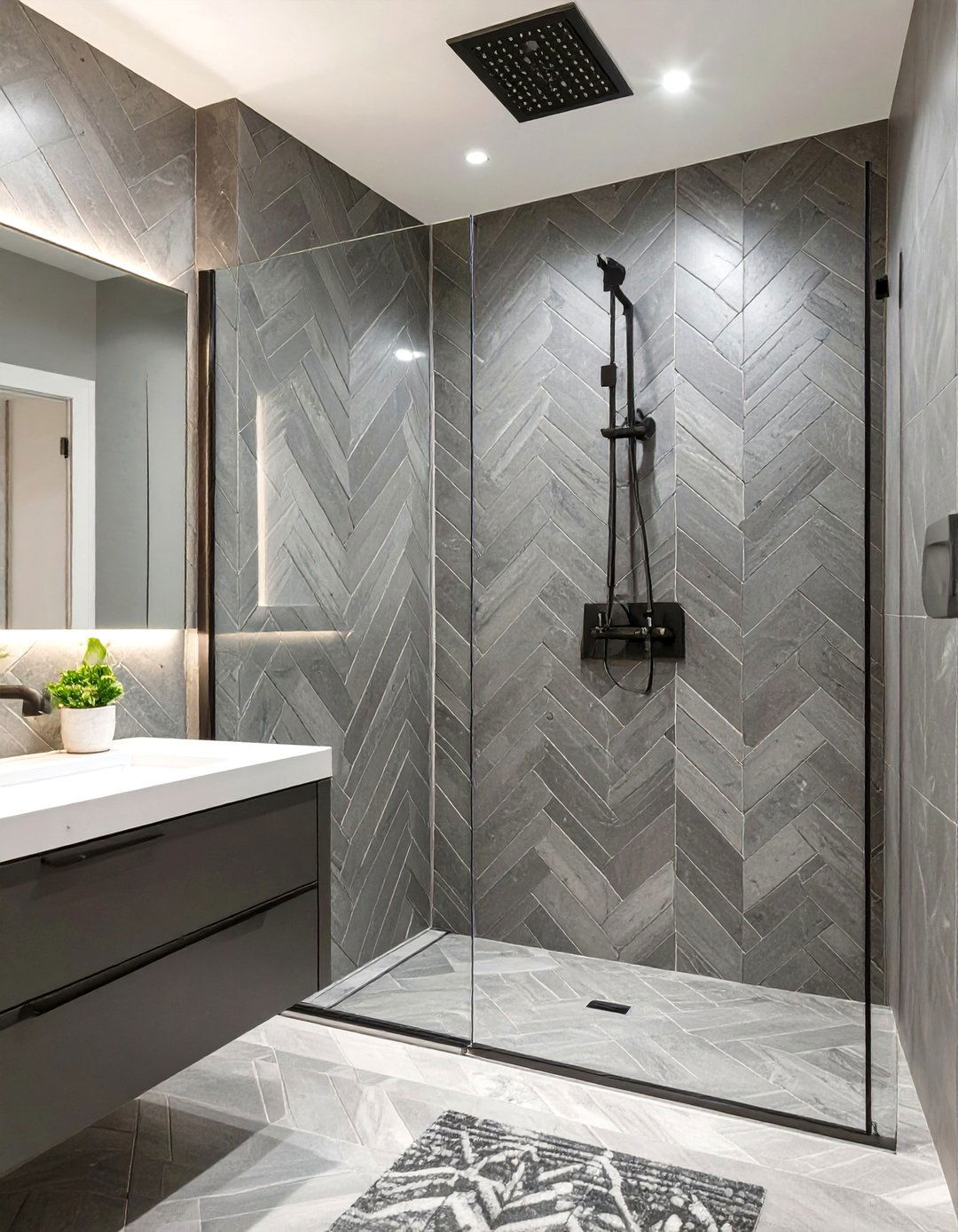 Chevron Tile Walk In Shower - 30 master bathroom walk in shower tile ideas
