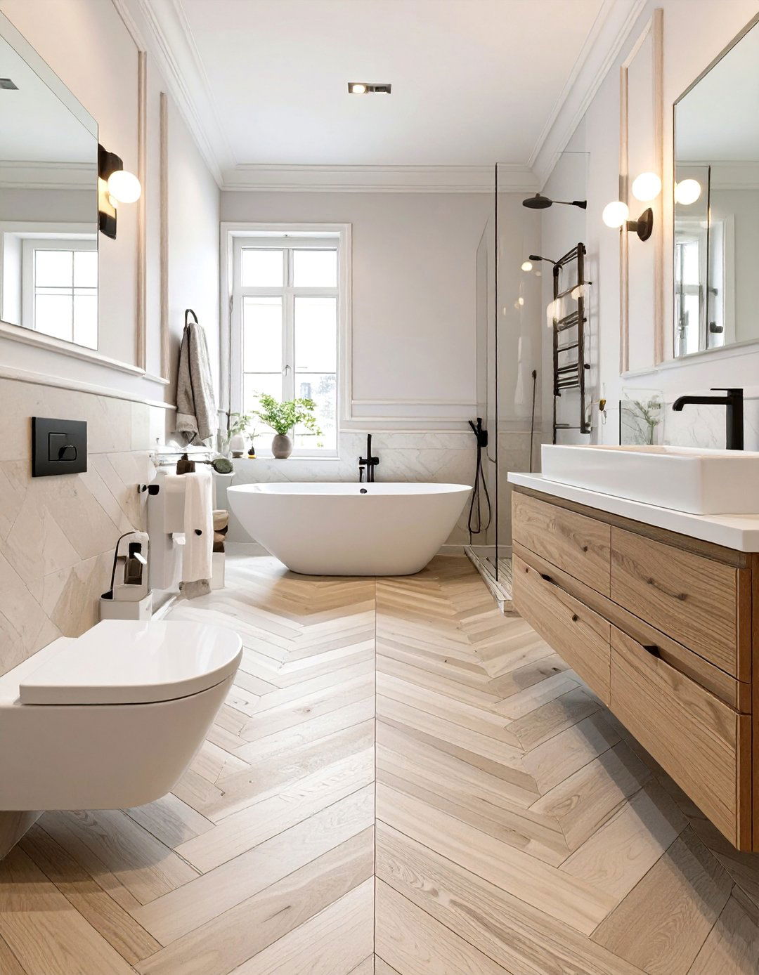 Chevron Wood Look Bathroom Planks - 30 bathroom floor tiles ideas