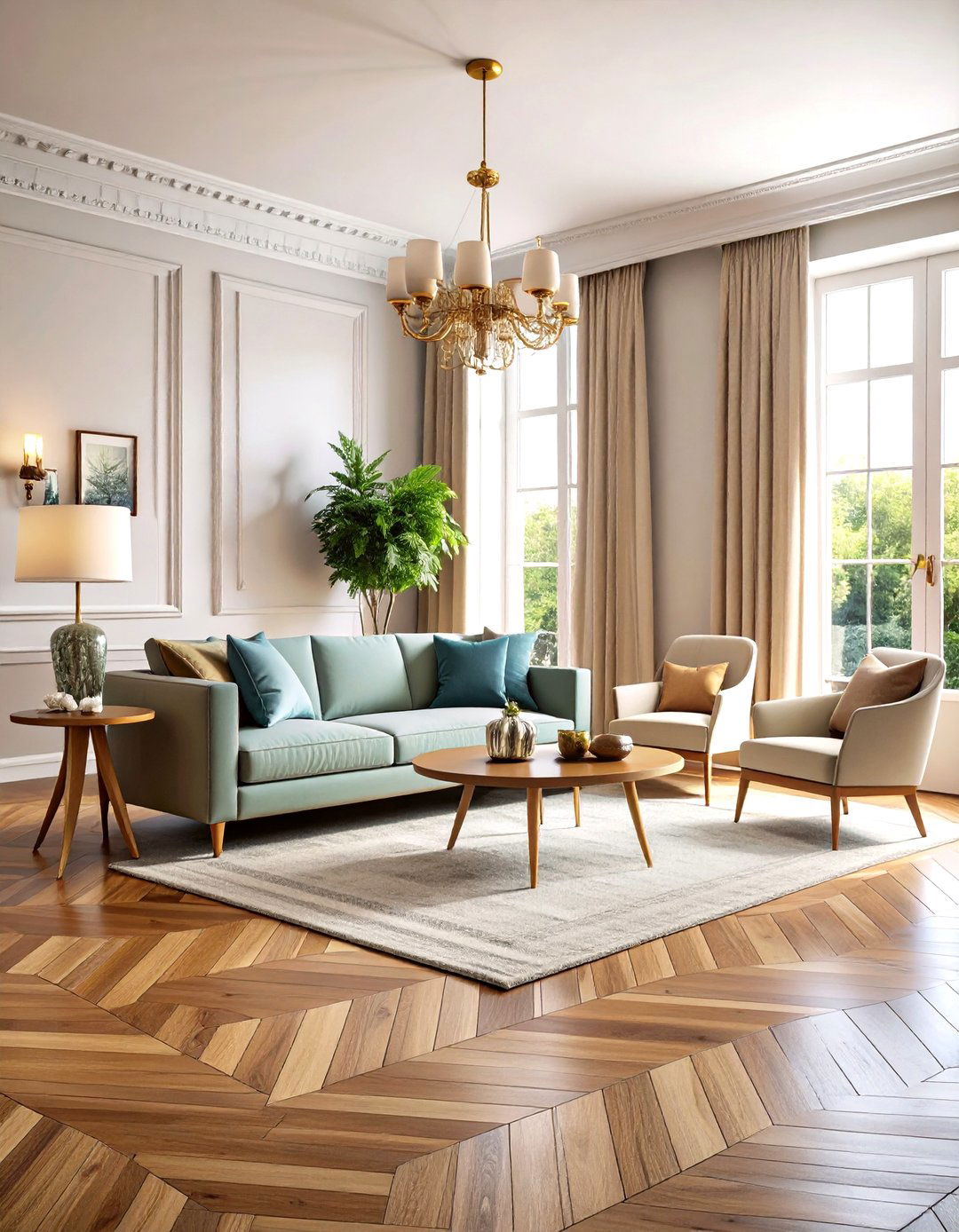 Chevron Wood Plank Flooring - 30 living room floor ideas