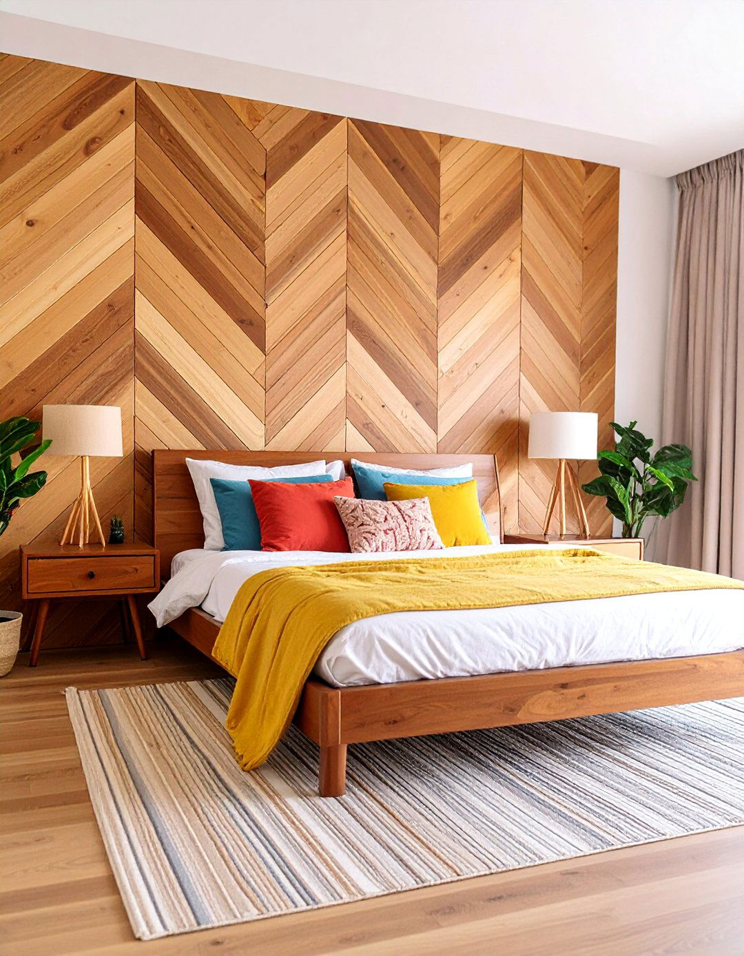 Chevron Wood Plank Wall - 30 accent wall ideas for bedroom