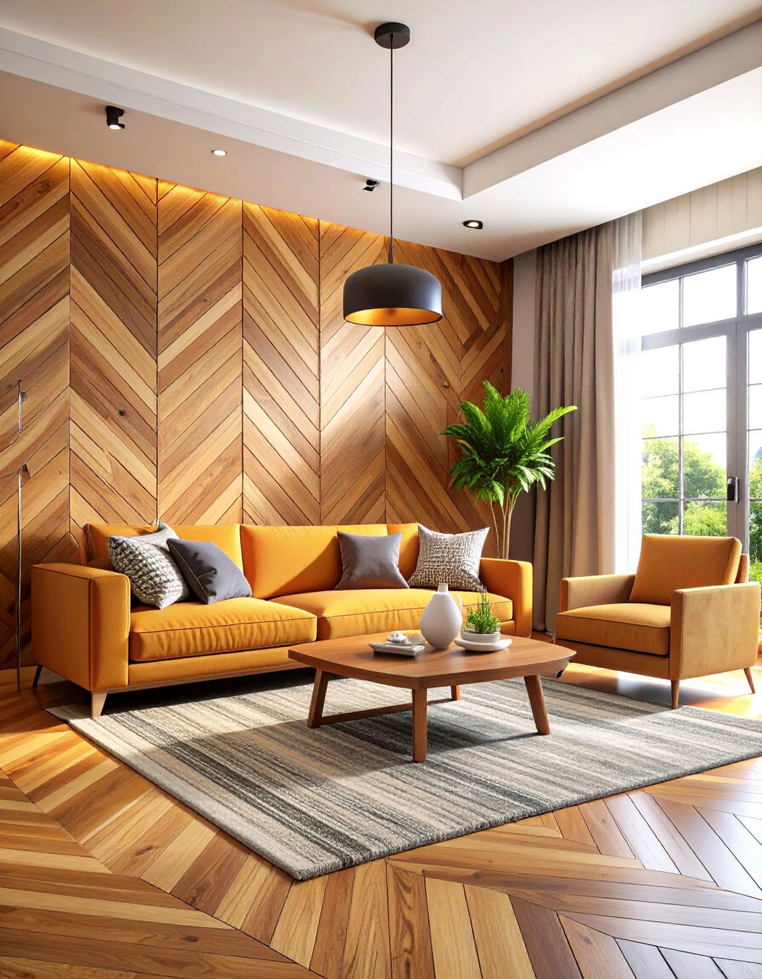 Chevron or Herringbone Pattern Wainscoting - 30 living room wainscoting ideas