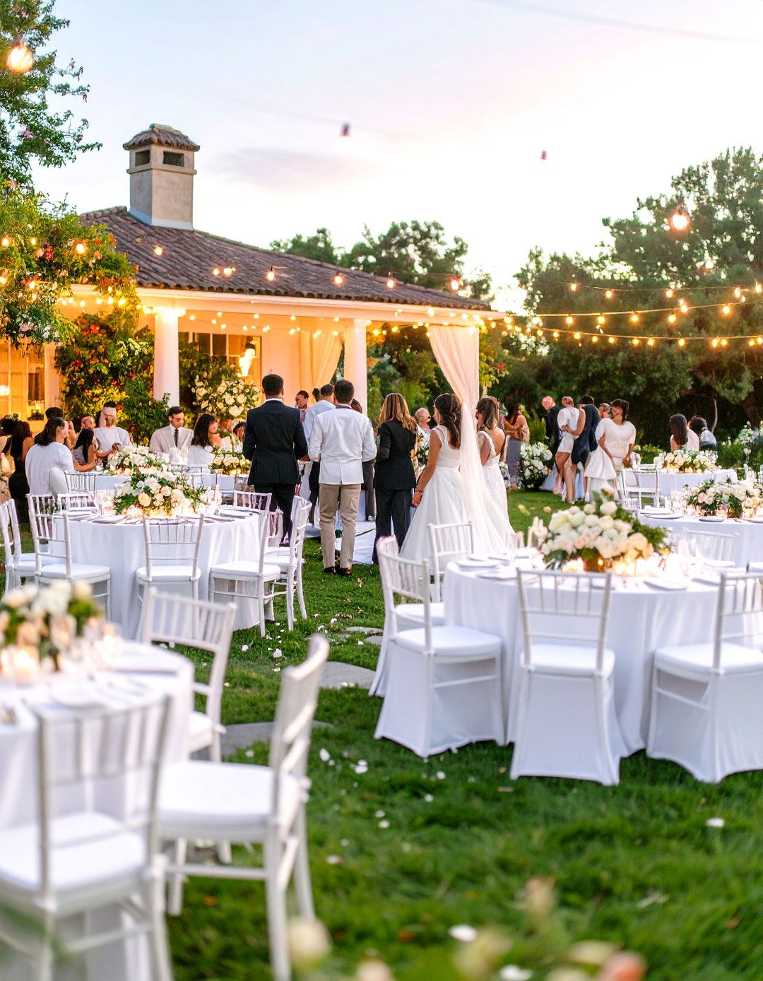 Chic All White Affair - 30 backyard engagement party ideas