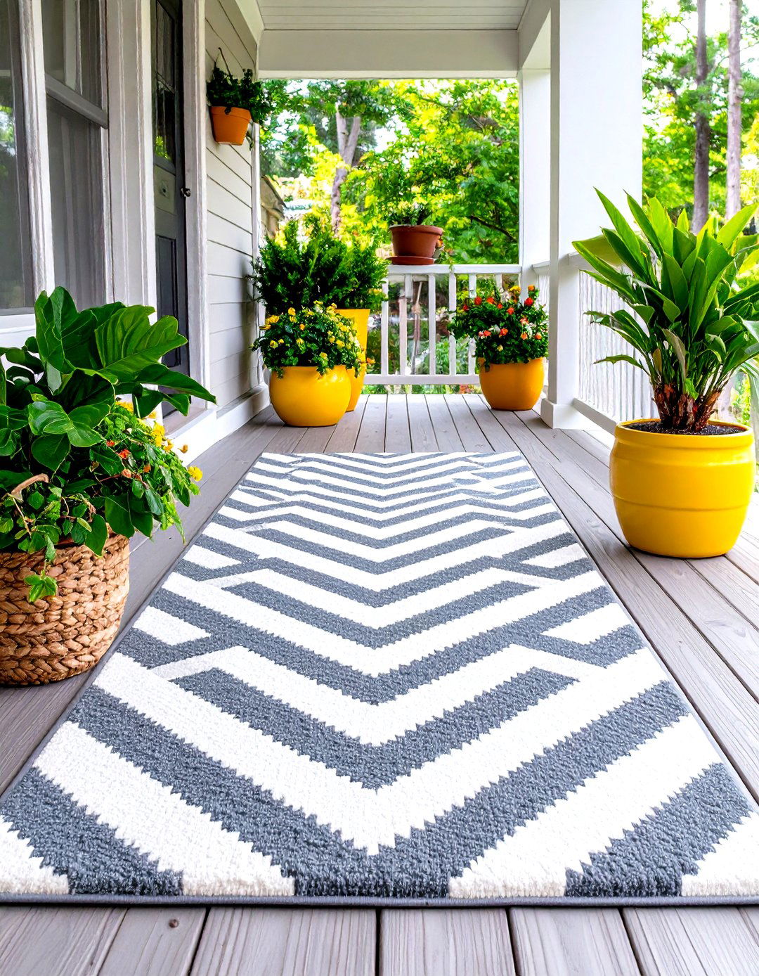 Chic Chevron Pattern Rug - 30 front porch rug ideas