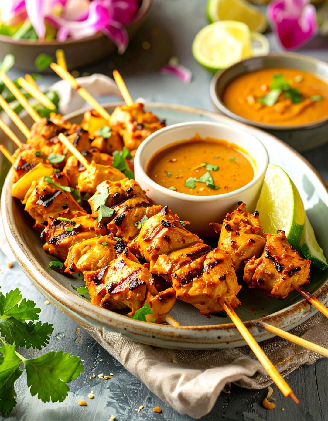 Chicken Satay Skewers - 30 baby shower snack ideas