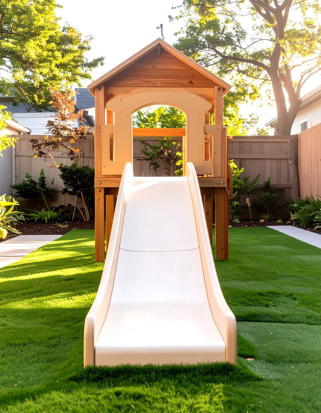 Childrens Play Area with Turf - 30 small backyard turf ideas