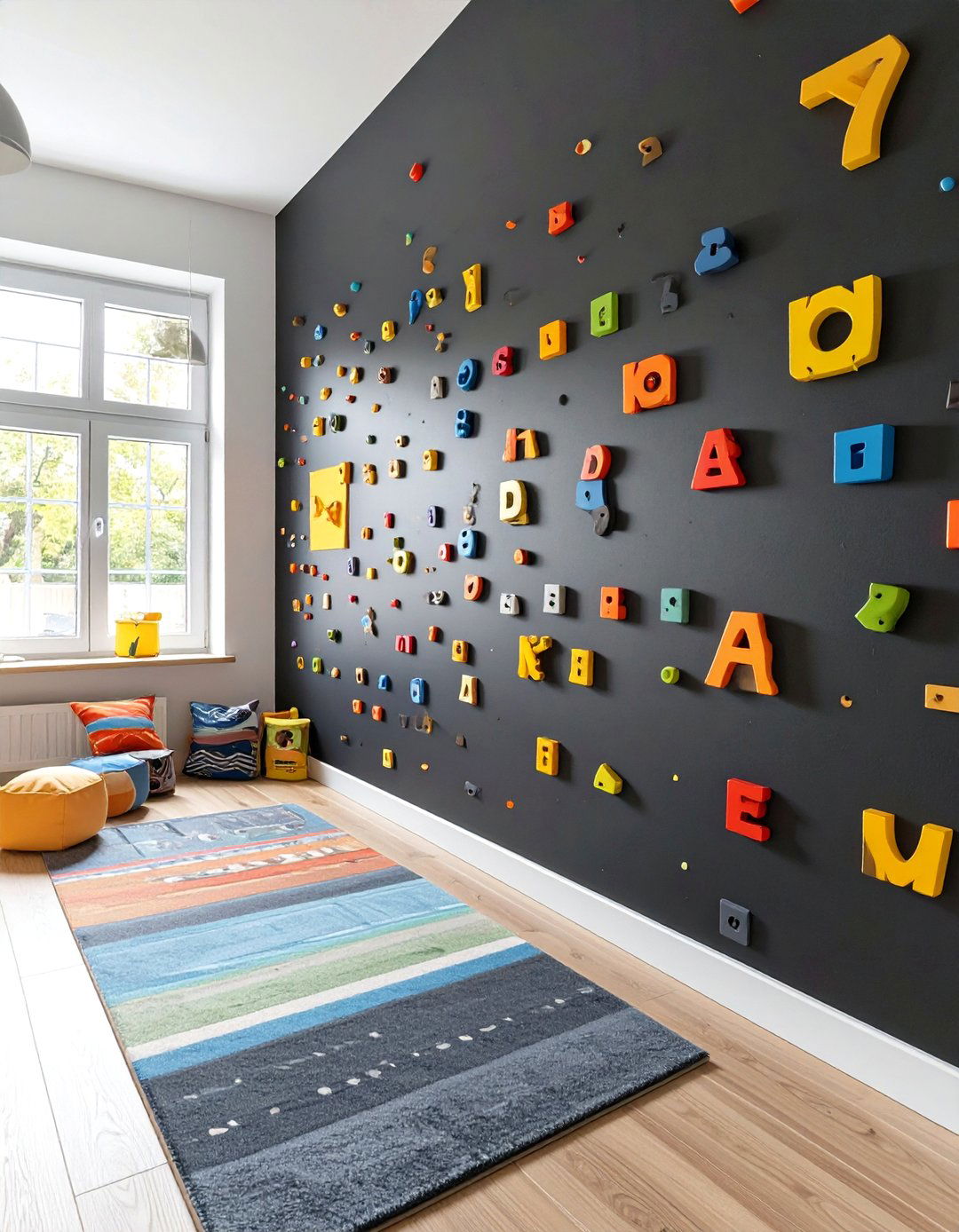 Childrens Playroom with a Black Magnetic Wall - 30 black accent wall ideas