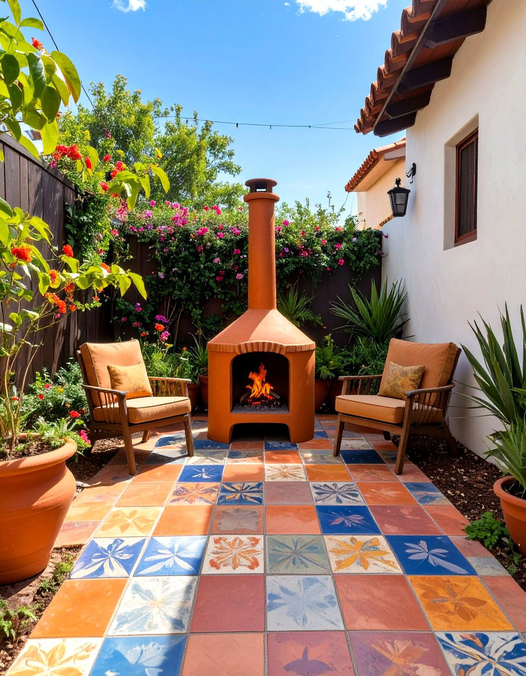 Chiminea on a Small Patio - 30 small backyard fire pit ideas landscaping