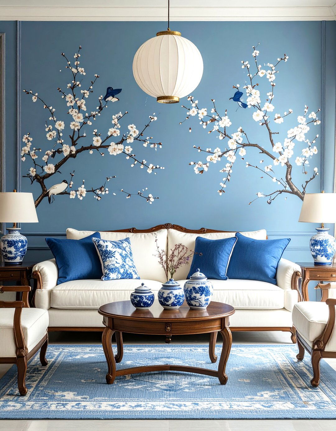 Chinoiserie Inspired Living Room - 30 living room wallpaper ideas