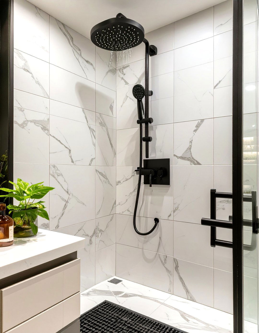Choose Black Matte Fixtures - 30 shower renovation ideas