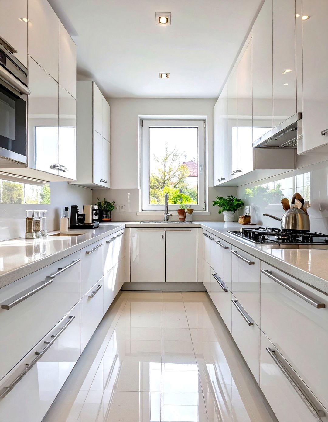 Choose Reflective Surfaces and Finishes - 30 small kitchen decorating ideas