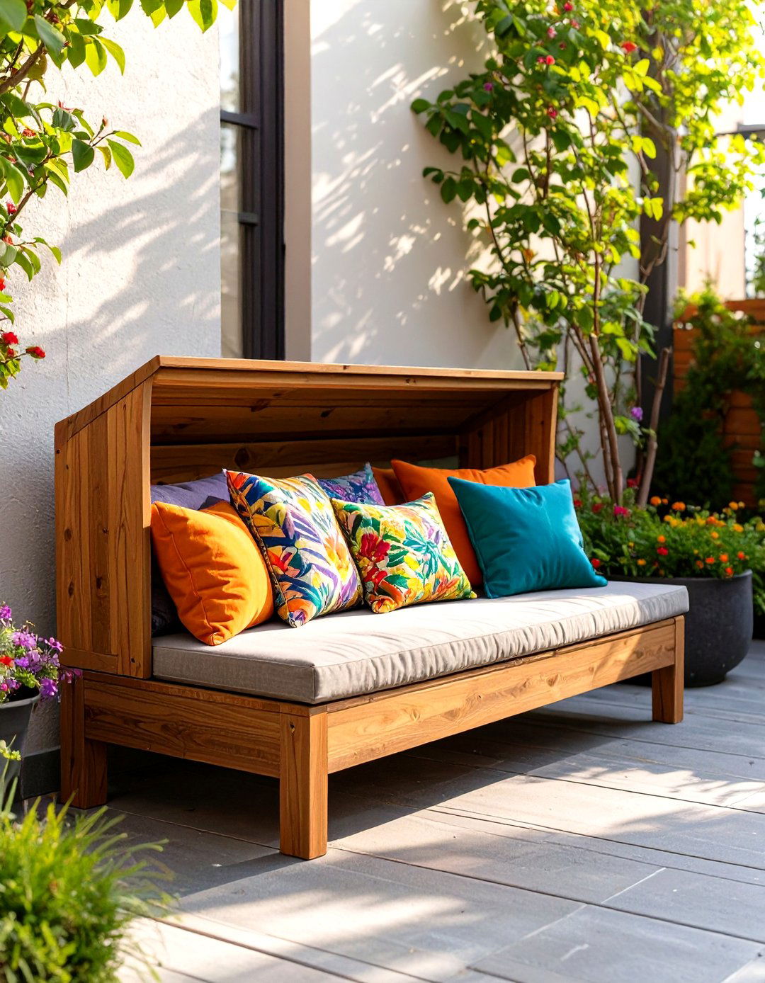 Choose a Small Patio Bench with Built In Storage - 30 small patio decorating ideas