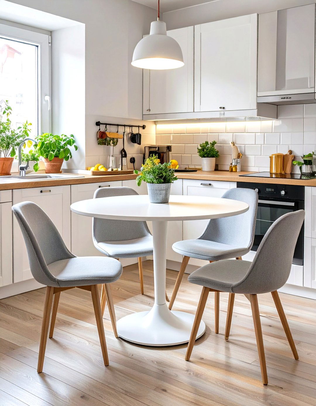 Choose a Small Round Dining Table - 30 small kitchen decorating ideas