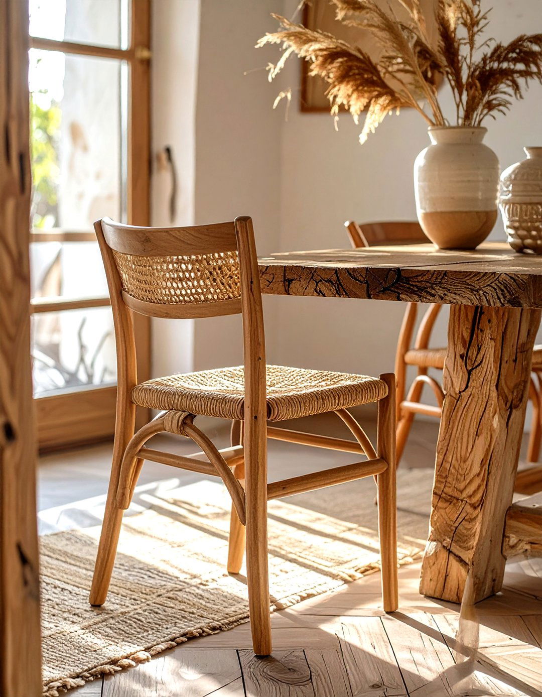 Choosing Chairs with Hand Woven Seats - 30 what is wabi-sabi interior design ideas