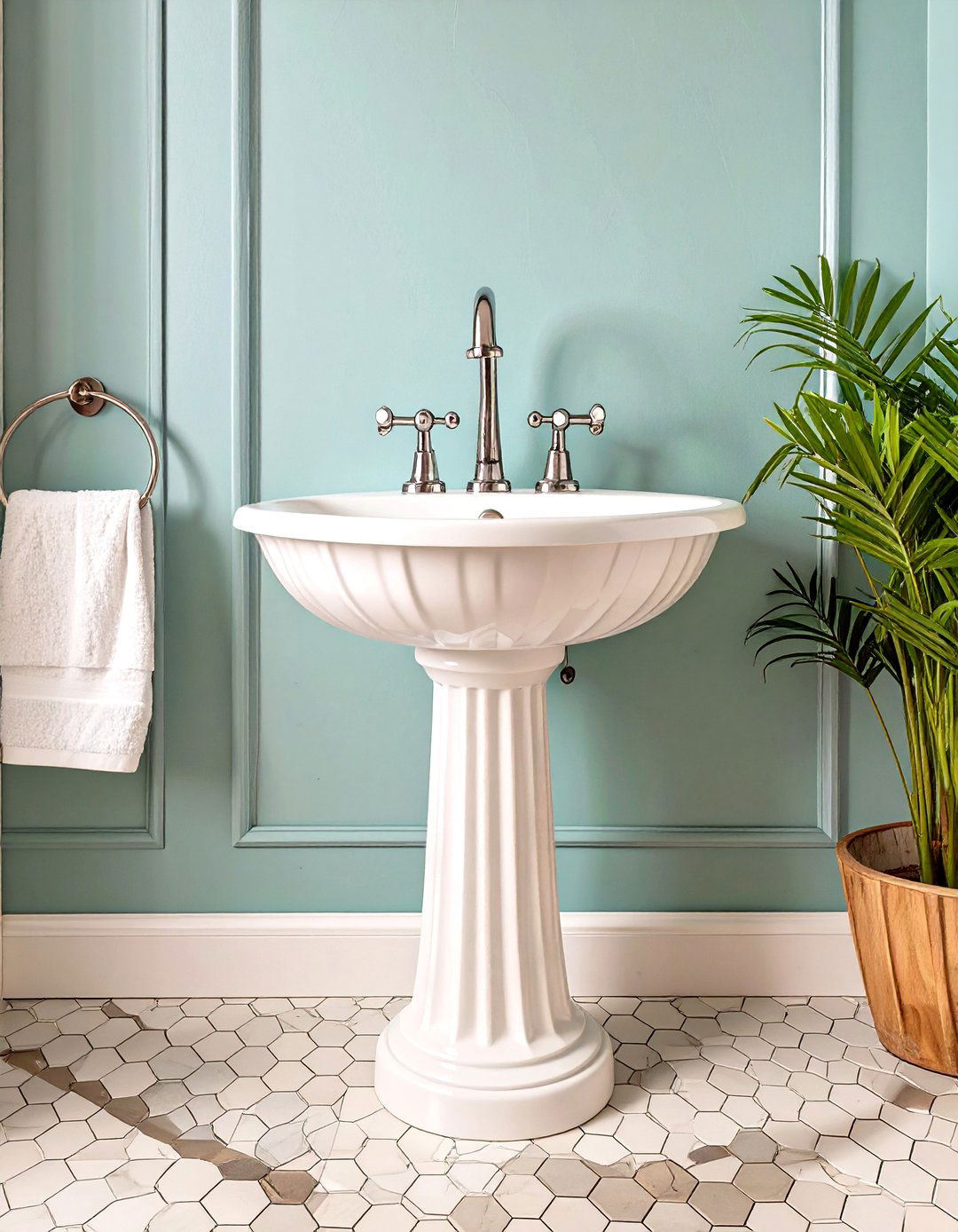 Choosing a Pedestal Sink for the Bathroom - 30 vintage interior design ideas