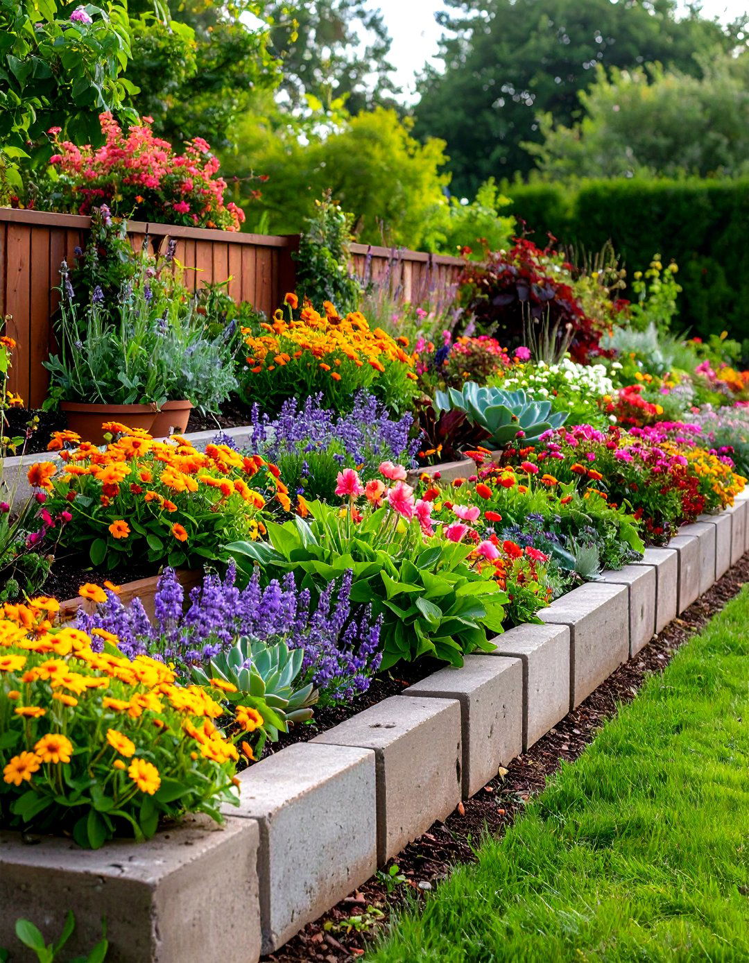 Cinder Block Planter Border - 30 landscaping border ideas