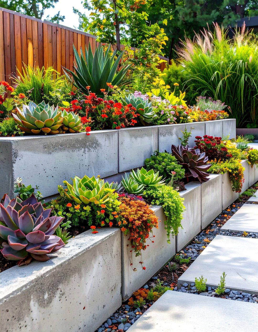 Cinder Block Planter Wall - 30 backyard planter ideas