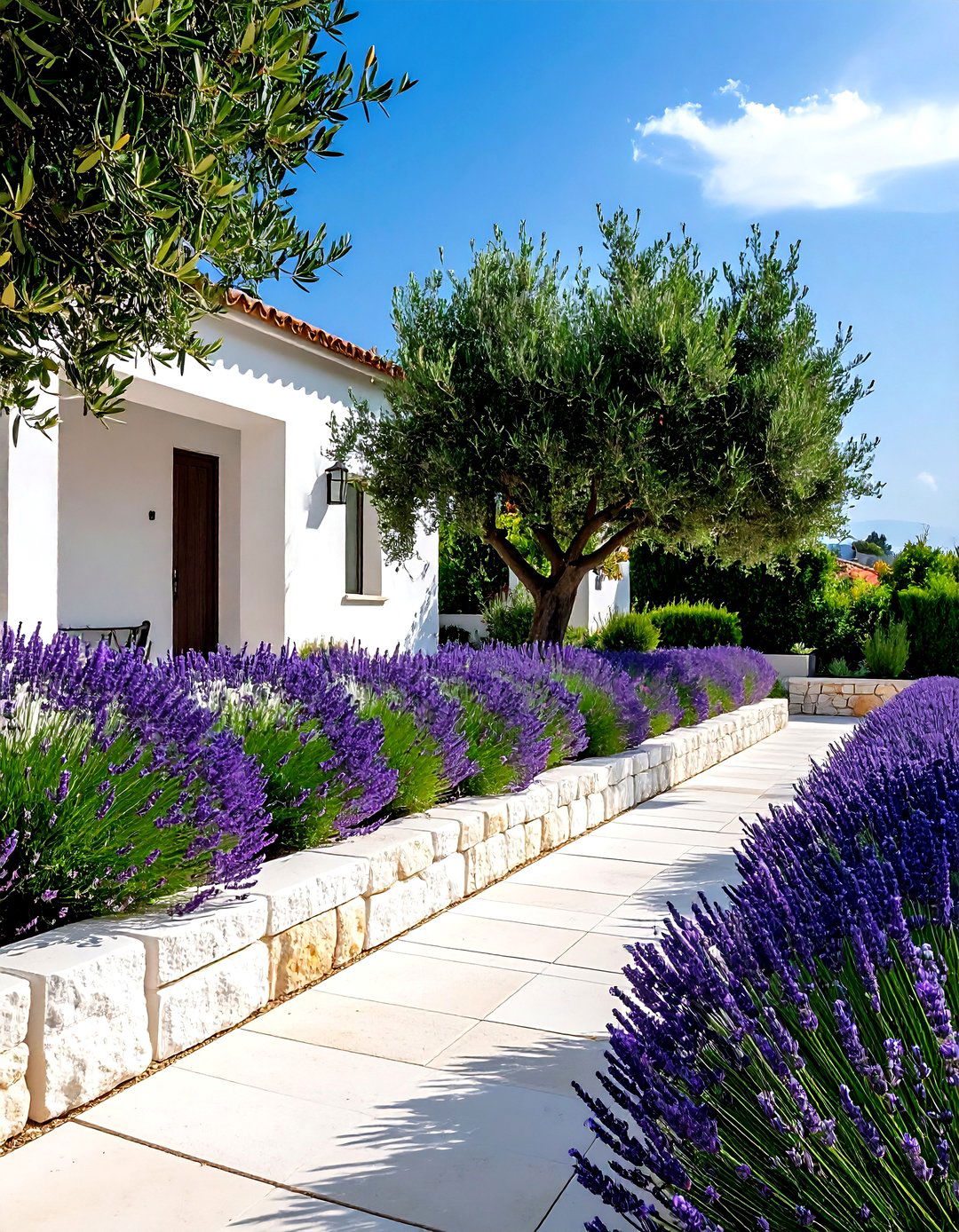 Cinder Block Retaining Wall with a Stucco Finish - 30 front yard retaining wall ideas