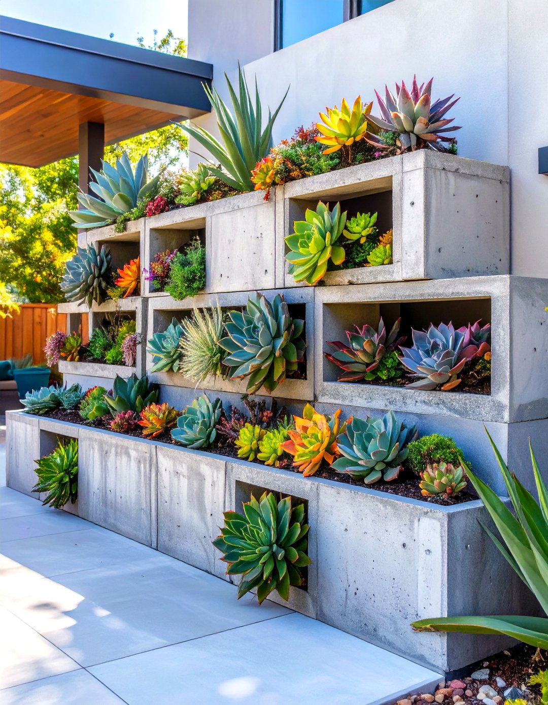 Cinder Block Succulent Garden Wall - 30 succulent garden ideas