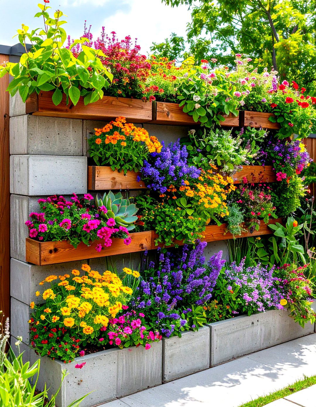 Cinder Block Wall Patio Planter - 30 patio planter ideas