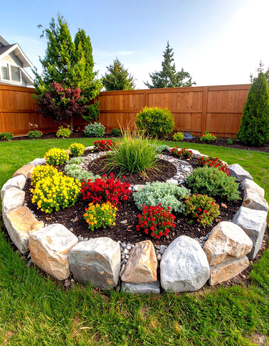 Circular Front Yard Rock Garden Bed - 30 rock garden ideas for front yard