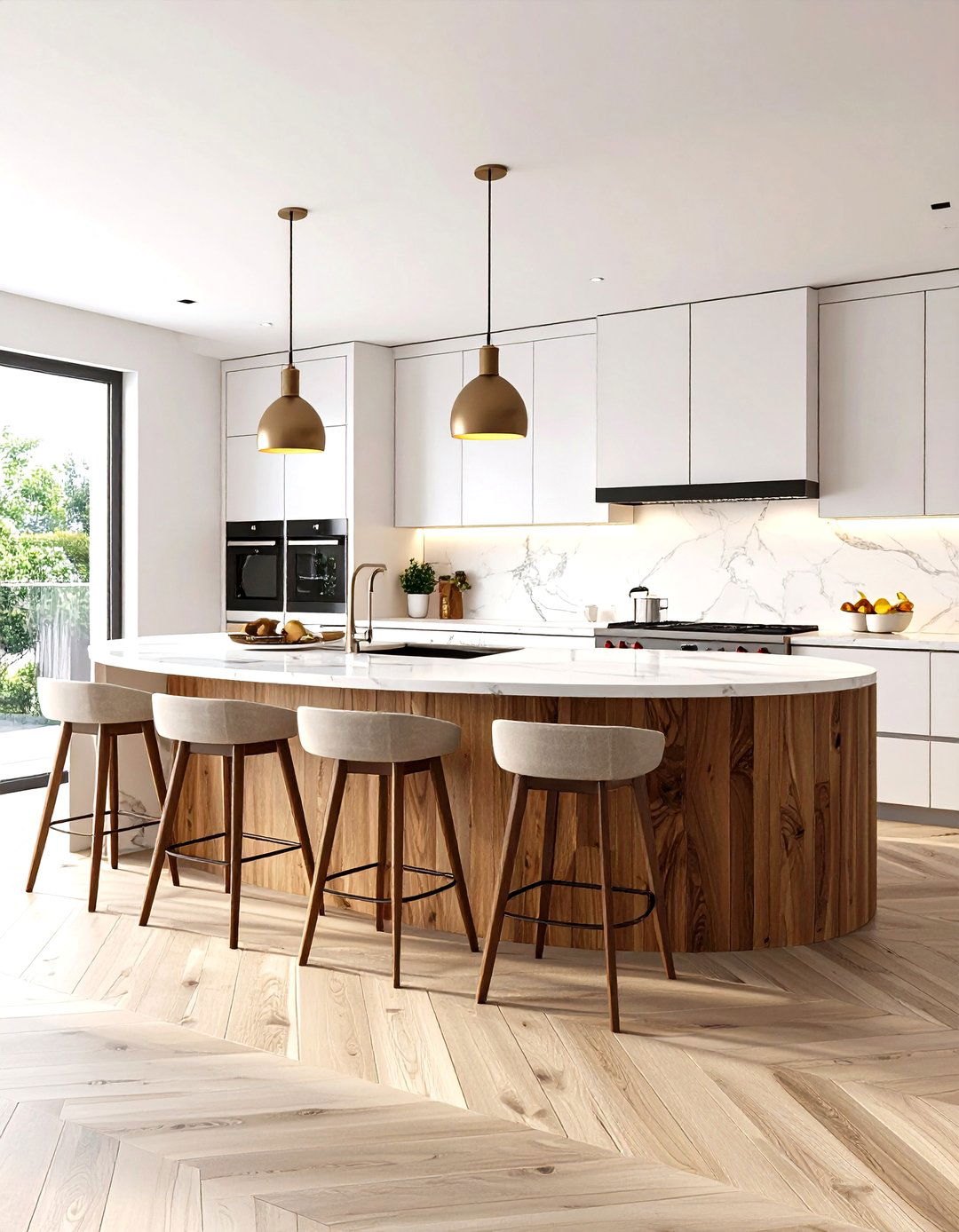 Circular Island in a Kitchen Layout - 30 radiation in interior design ideas