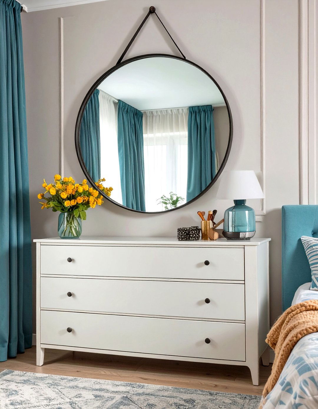 Circular Mirror as a Statement Piece - 30 teenage girl room ideas