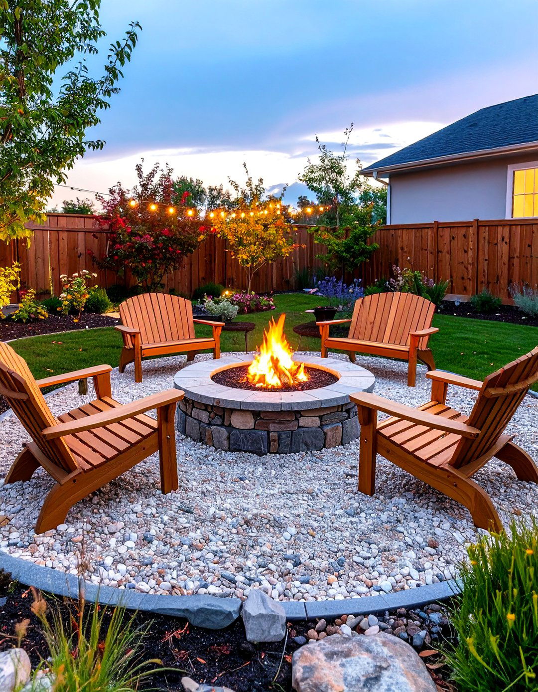 Circular Pea Gravel Patio with a Fire Pit - 30 pea gravel patio ideas