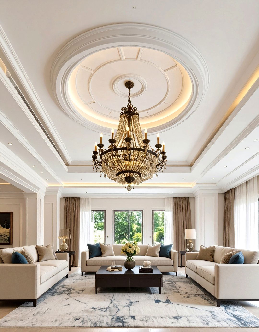 Circular Tray Ceiling Medallion - 30 ceiling ideas for living room